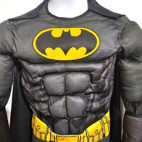 Batman Kids Muscle Costume Boys 8-10 DC Comics Mask Cape Gauntlets Halloween Boy - Picture 2 of 12